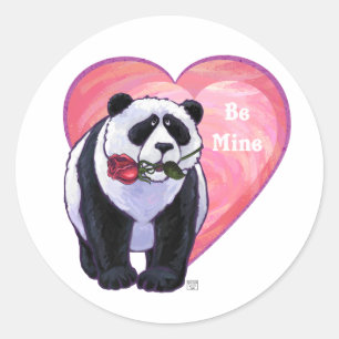 Panda Bear Valentine's Day Runder Aufkleber