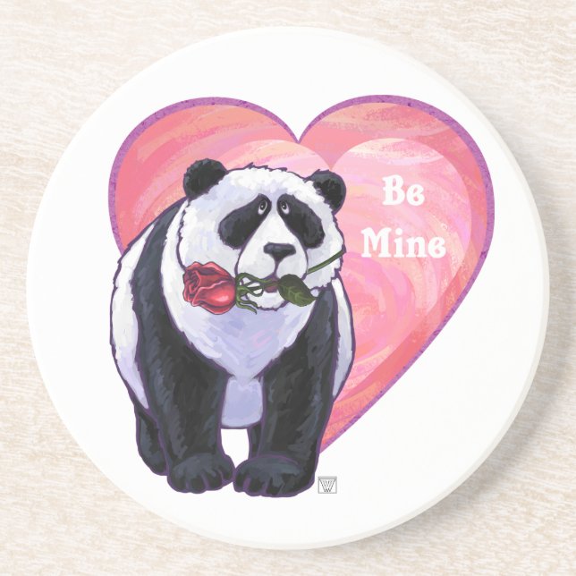 Panda Bear Valentine's Day Sandstein Untersetzer (Vorne)