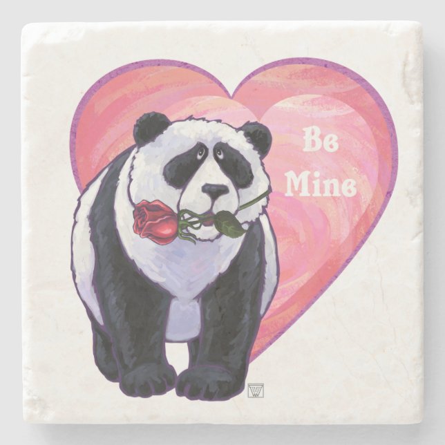 Panda Bear Valentine's Day Steinuntersetzer (Vorderseite)