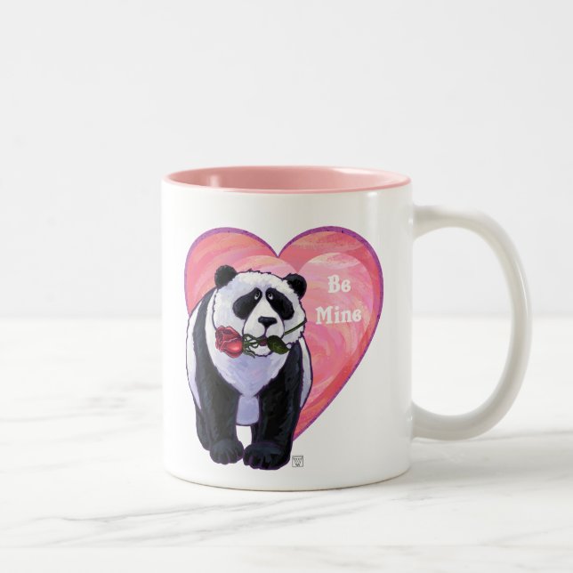 Panda Bear Valentine's Day Zweifarbige Tasse (Rechts)