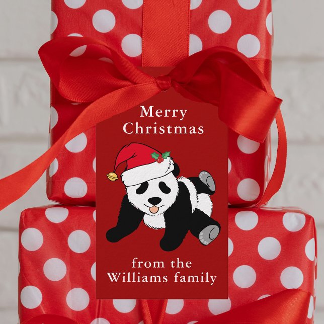 Panda Bear Weihnachten Niedlich Personalisiert Red Geschenkanhänger (Von Creator hochgeladen)