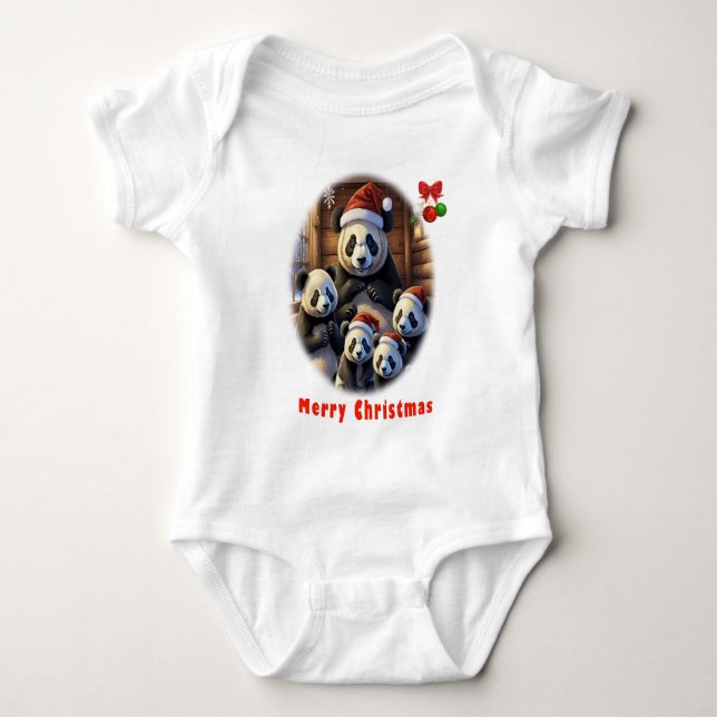 Panda Bears Baby Strampler (Vorderseite)