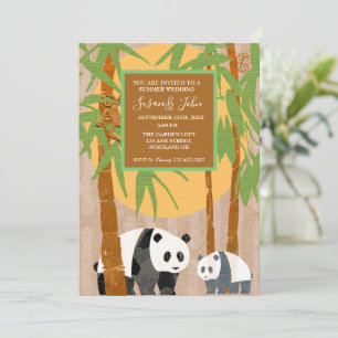 Panda Bears & Bamboo Faire-part de mariage