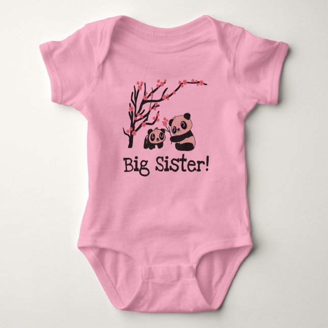 Panda Bears Big Sister Baby Strampler (Vorderseite)