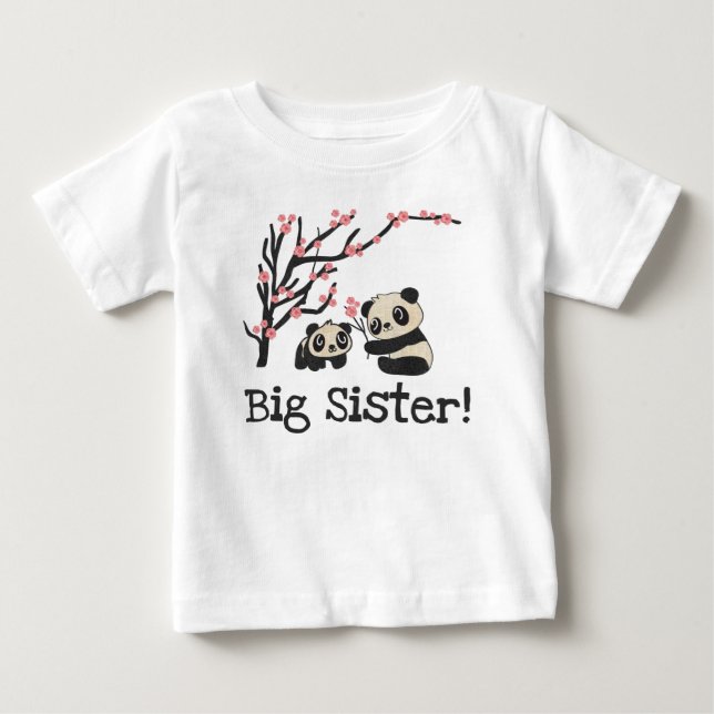 Panda Bears Big Sister Baby T-shirt (Vorderseite)
