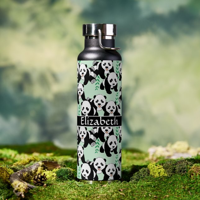 Panda Bears Graphic Pattern Personalisiert Trinkflasche (Außenbereich)