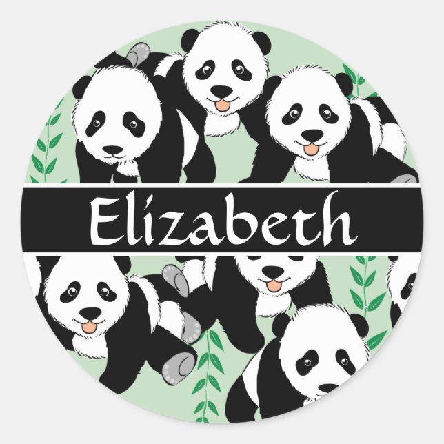 Panda Bears Graphic Personalisiert Runder Aufkleber (Vorderseite)
