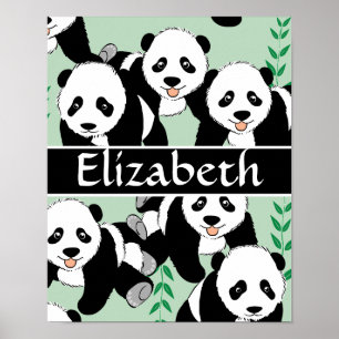 Panda Bears Graphic zum Personalisieren Poster
