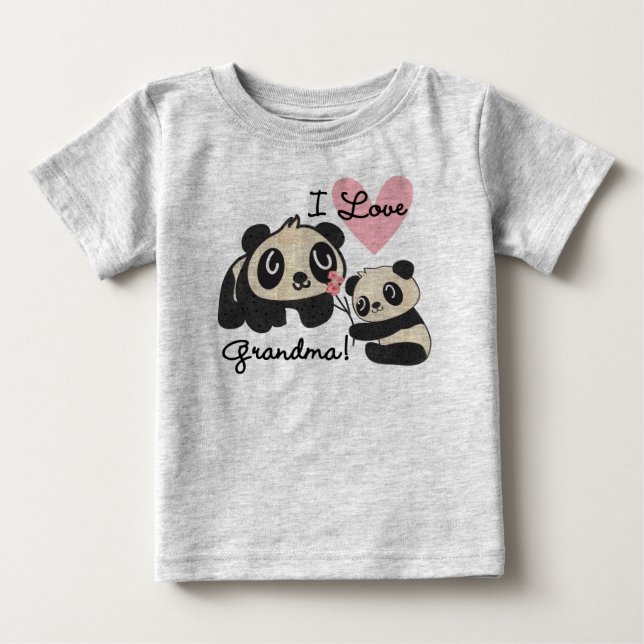 Panda Bears I Love Grandma Baby T-shirt (Vorderseite)