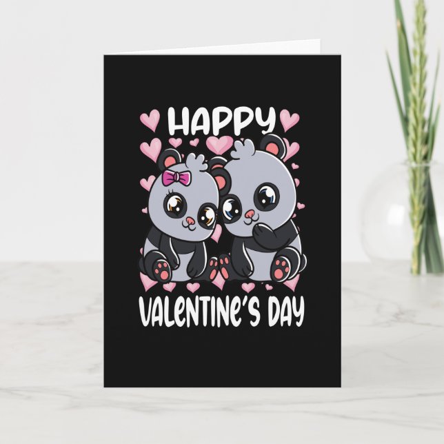 Panda Bears Niedlich Pand Bear Couple Hearts Karte (Vorderseite)