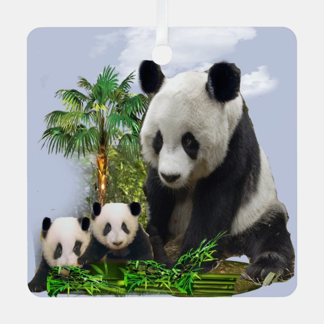 Panda Bears Ornament Aus Metall (Vorderseite)