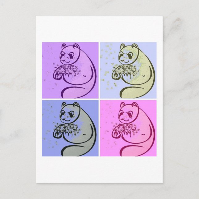Panda Bears Pop Art Postkarte (Vorderseite)