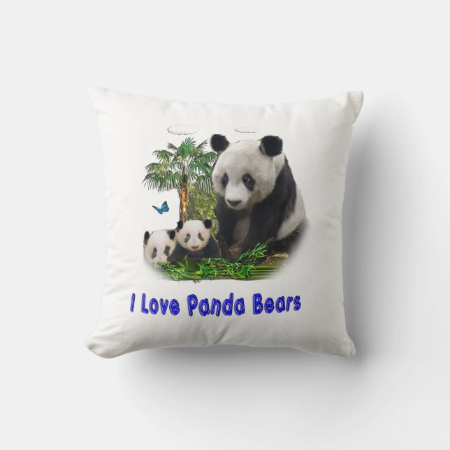 Panda Bears Throw Kissen (Vorderseite)
