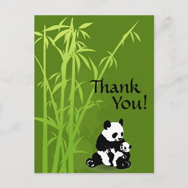 Panda Bears und Bamboo Danke, Postcard Postkarte (Vorderseite)