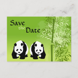 Panda Bears und Bamboo Wedding retten das Datum Einladung