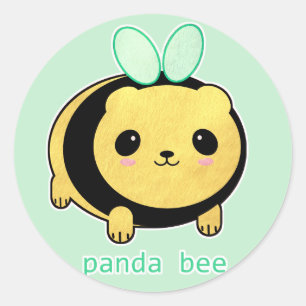 Panda Bee Runder Aufkleber