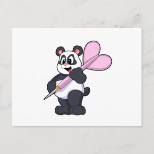 Panda bei Darts mit Dart Postkarte