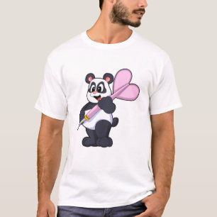 Panda bei Darts mit Dart T-Shirt
