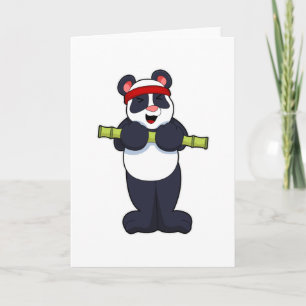 Panda bei der Arbeit mit Bambogewicht Karte