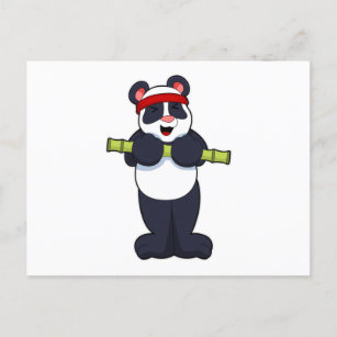 Panda bei der Arbeit mit Bamboo-Gewicht Postkarte