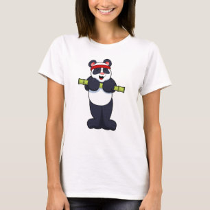Panda bei der Arbeit mit Bamboo-Gewicht T-Shirt