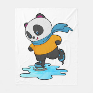 Panda bei Ice Skaten mit Ice Skate & Scarf Fleecedecke