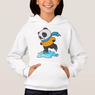 Panda bei Ice Skaten mit Ice Skate & Scarf Hoodie