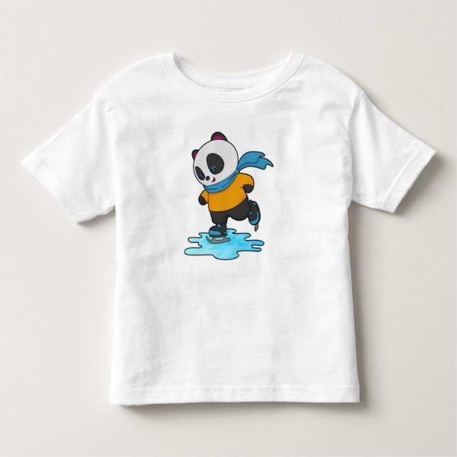 Panda bei Ice Skaten mit Ice Skate & Scarf Kleinkind T-shirt (Vorderseite)