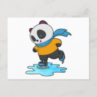 Panda bei Ice Skaten mit Ice Skate & Scarf