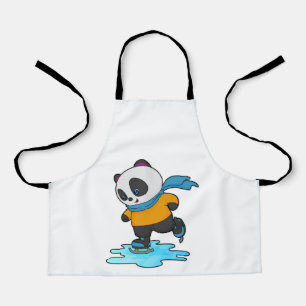 Panda bei Ice Skaten mit Ice Skate & Scarf Schürze