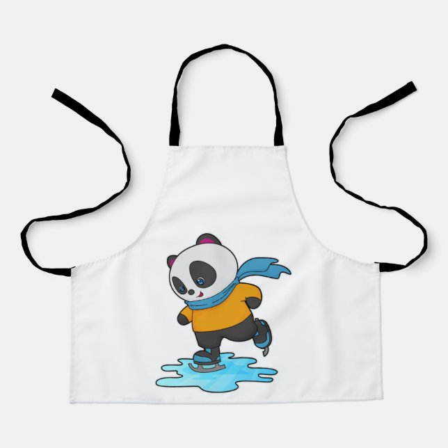 Panda bei Ice Skaten mit Ice Skate & Scarf Schürze (Vorderseite)
