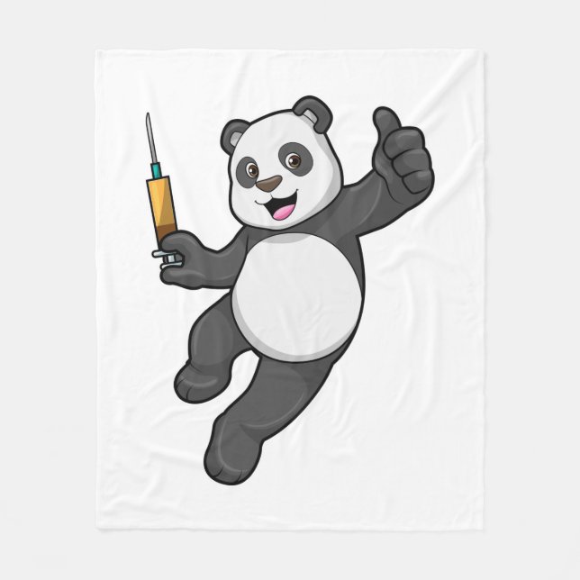 Panda bei Impfung mit Spritze Fleecedecke (Vorderseite)