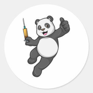 Panda bei Impfung mit Spritze Runder Aufkleber