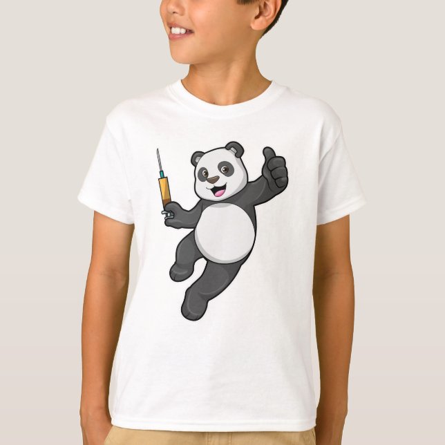 Panda bei Impfung mit Spritze T-Shirt (Vorderseite)