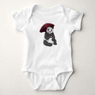 Panda bei Regen mit Regenschirm Baby Strampler