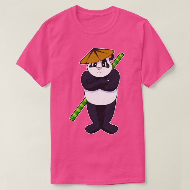 Panda bei Stick kämpfen Kampfkünste T-Shirt (Design vorne)