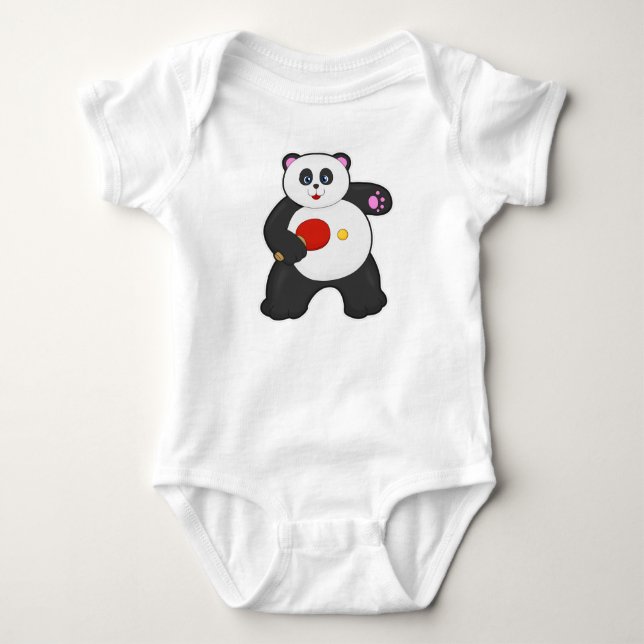 Panda bei Tischtennis mit Tischtennisschläger Baby Strampler (Vorderseite)