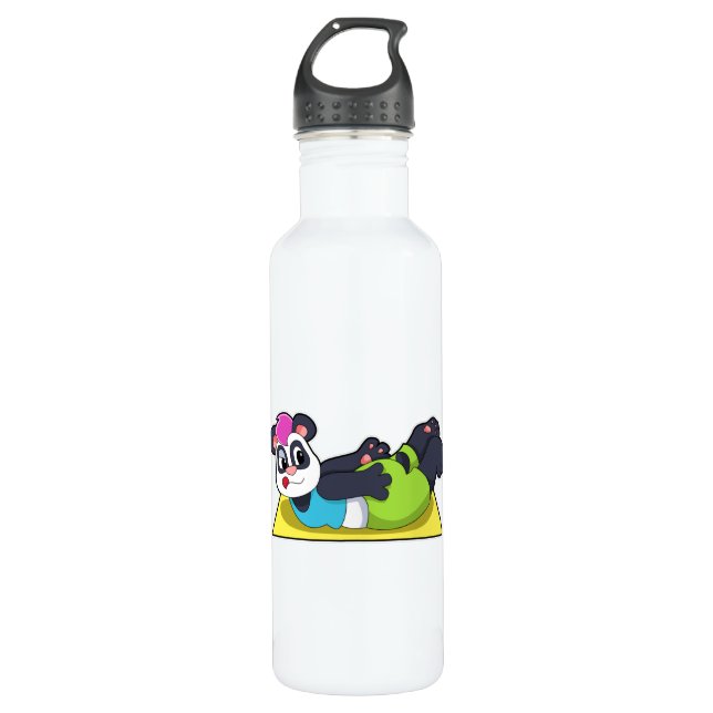 Panda bei Yoga auf Yoga-Matte Edelstahlflasche (Vorderseite)
