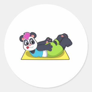 Panda bei Yoga auf Yoga-Matte Runder Aufkleber