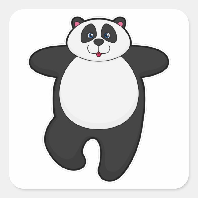 Panda bei Yoga-Stretching-Übung Quadratischer Aufkleber (Vorderseite)