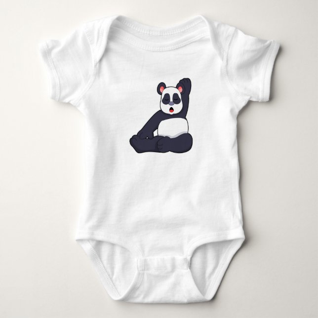 Panda bei Yoga Stretching Übungen Baby Strampler (Vorderseite)