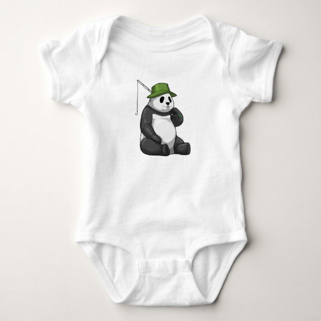 Panda beim Angeln mit Angel Baby Strampler (Vorderseite)