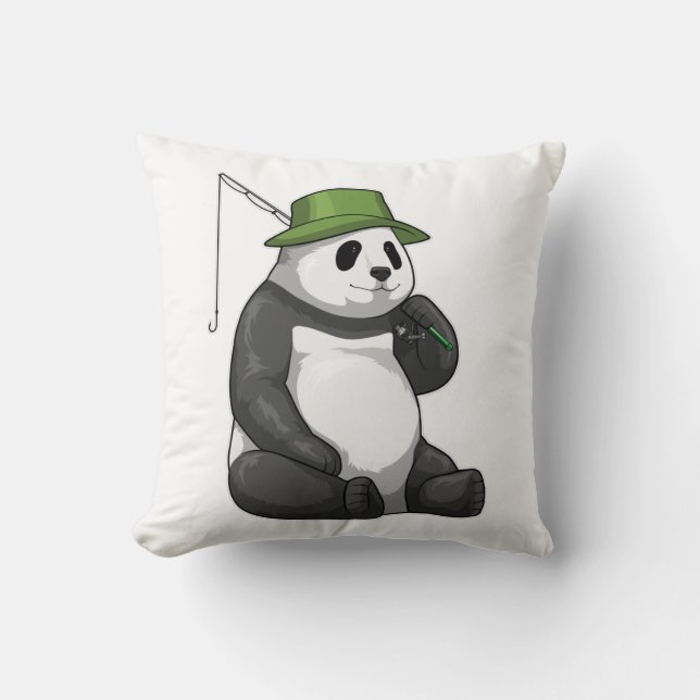 Panda beim Angeln mit Angel Kissen (Vorderseite)