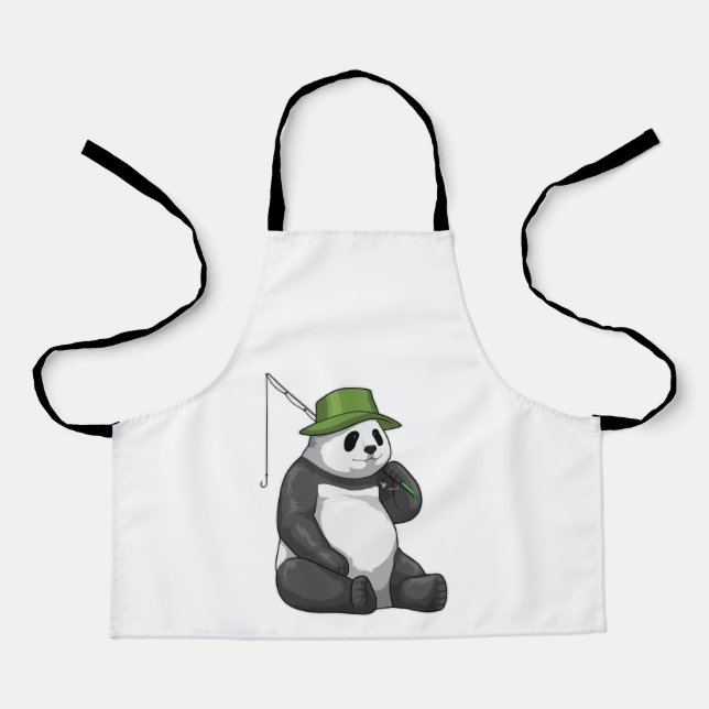 Panda beim Angeln mit Angel Schürze (Vorderseite)