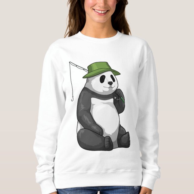 Panda beim Angeln mit Angel Sweatshirt (Vorderseite)