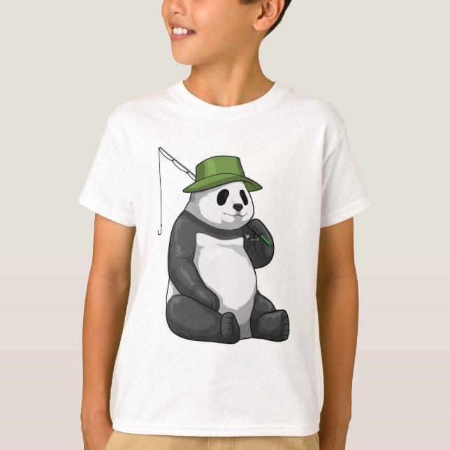 Panda beim Angeln mit Angel T-Shirt (Vorderseite)