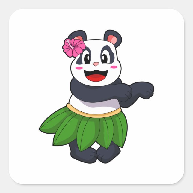 Panda beim Balletttanz Quadratischer Aufkleber (Vorderseite)