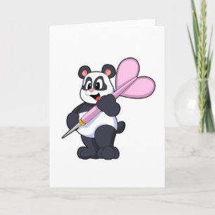 Panda beim Dartsspielen mit Dart Karte