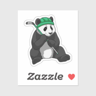 Panda beim Eishockey mit Eishockeyschläger Aufkleber