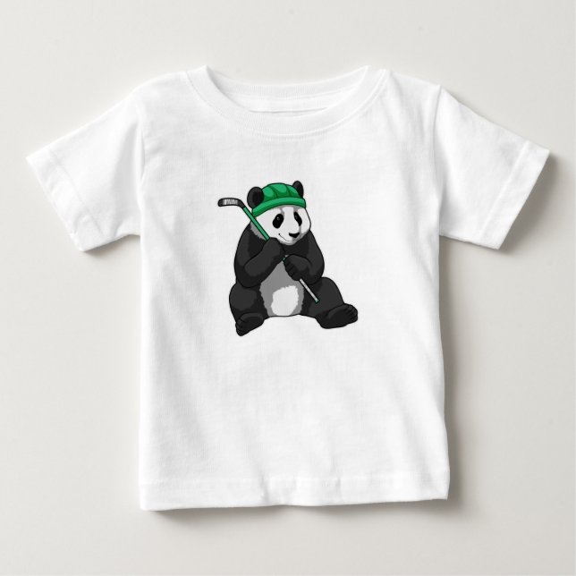 Panda beim Eishockey mit Eishockeyschläger Baby T-shirt (Vorderseite)